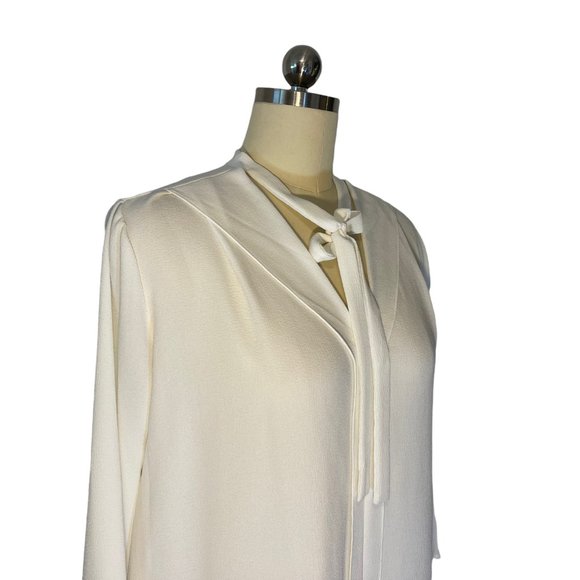 Maternal America White Tie Neck Tunic Blouse V Neck  3/4 Sleeve sz M $86 NWT! - Picture 2 of 4